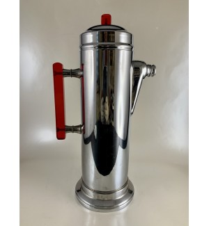 Chrome and Red Lucite Handled Vintage Cocktail Shaker