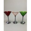 Six Colorful Cocktail Martini Glasses with Chrome Stems