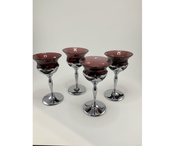 Four Amethyst Farber Bros. Cocktail Glasses