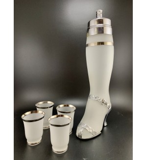 Frosted Lady's Leg Vintage Cocktail Shaker set