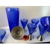 Gorgeous Cobalt Blue Ridged Glass Cocktail Shaker set