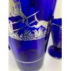 Cobalt Blue Cocktail Shaker Set with Equestrian Fox Hunt Chase Scene in Sterling