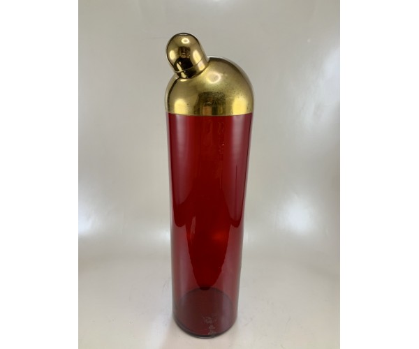 Fostoria Brass Dome Topped Ruby Cocktail Shaker